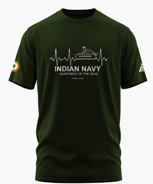 NAVY HEARBEAT COTTON T-SHIRT