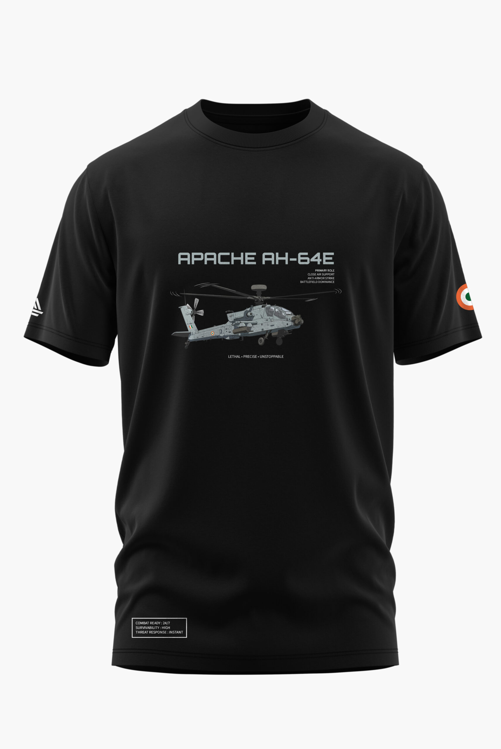 AH-64E ATTACK HELICOPTER COTTON T-SHIRT