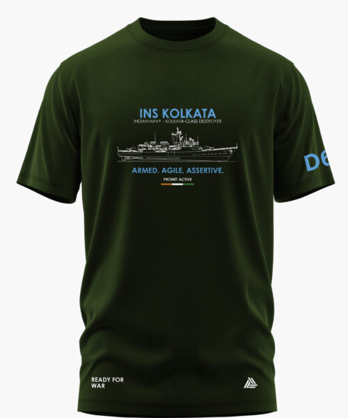 INS KOLKATA STEEL WAVE COTTON T-SHIRT