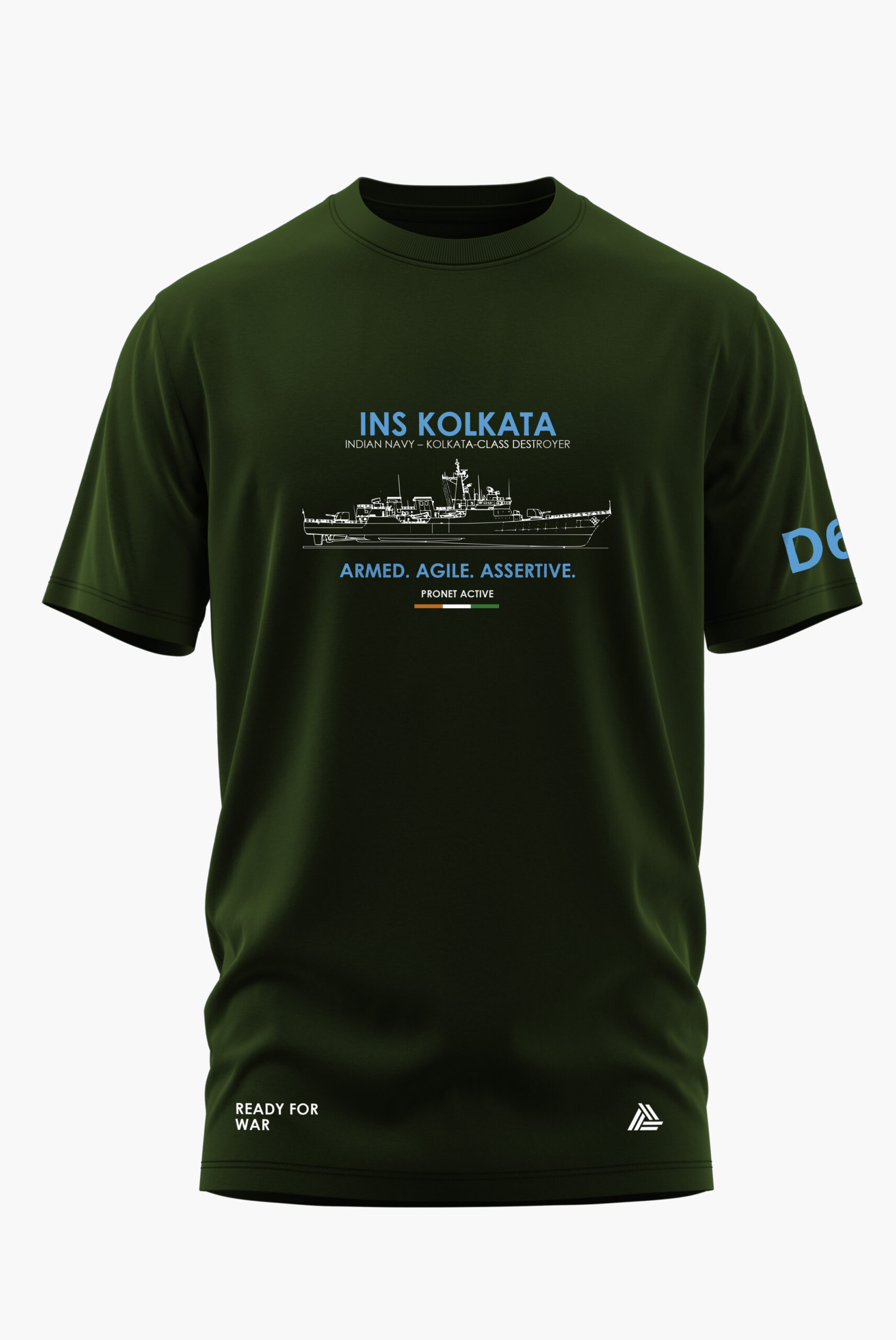 INS KOLKATA STEEL WAVE COTTON T-SHIRT