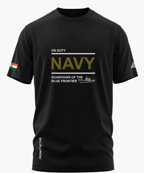 ON DUTY NAVY COTTON T-SHIRT