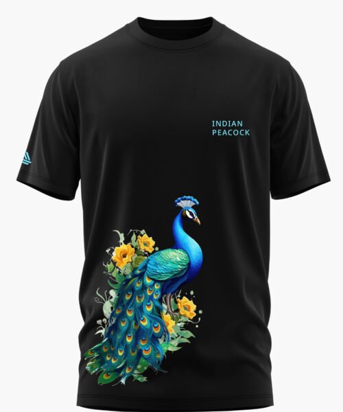 INDIAN PEACOCK COTTON T-SHIRT