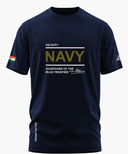 ON DUTY NAVY COTTON T-SHIRT