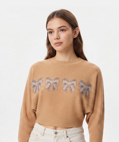 GLAMOUR SEQUIN BOW CROP TOP
